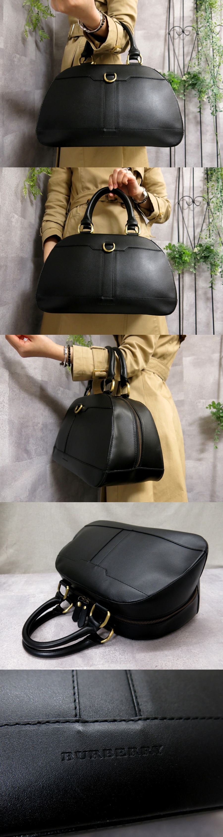 ○未使用 展示品○BURBERRY バーバリー○ロゴ型押し○カーフ レザー 本