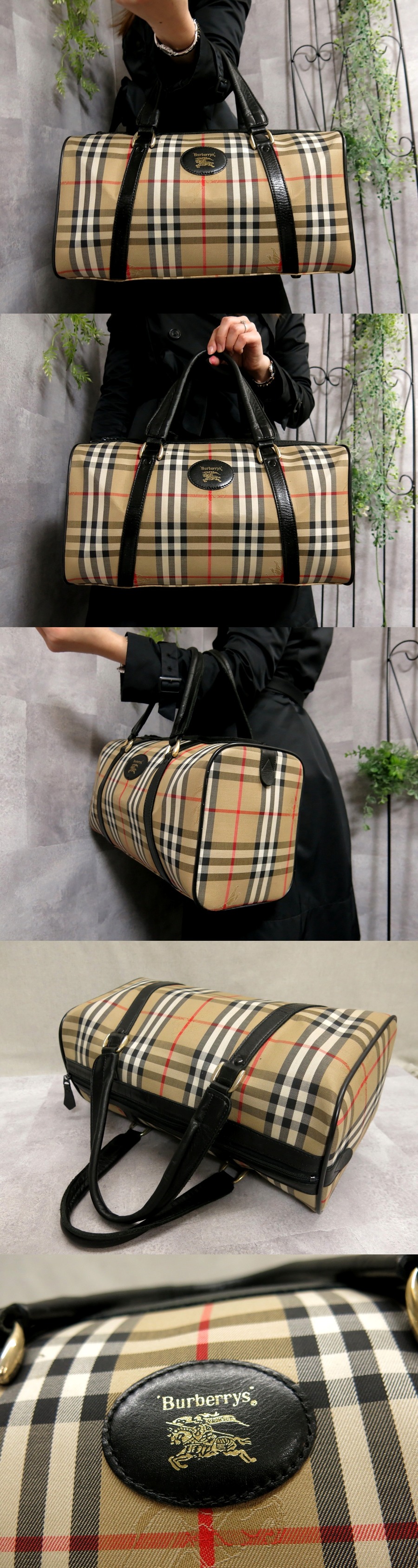 ノバチェック バーバリー ハンドバッグ キャンバス BURBERRY