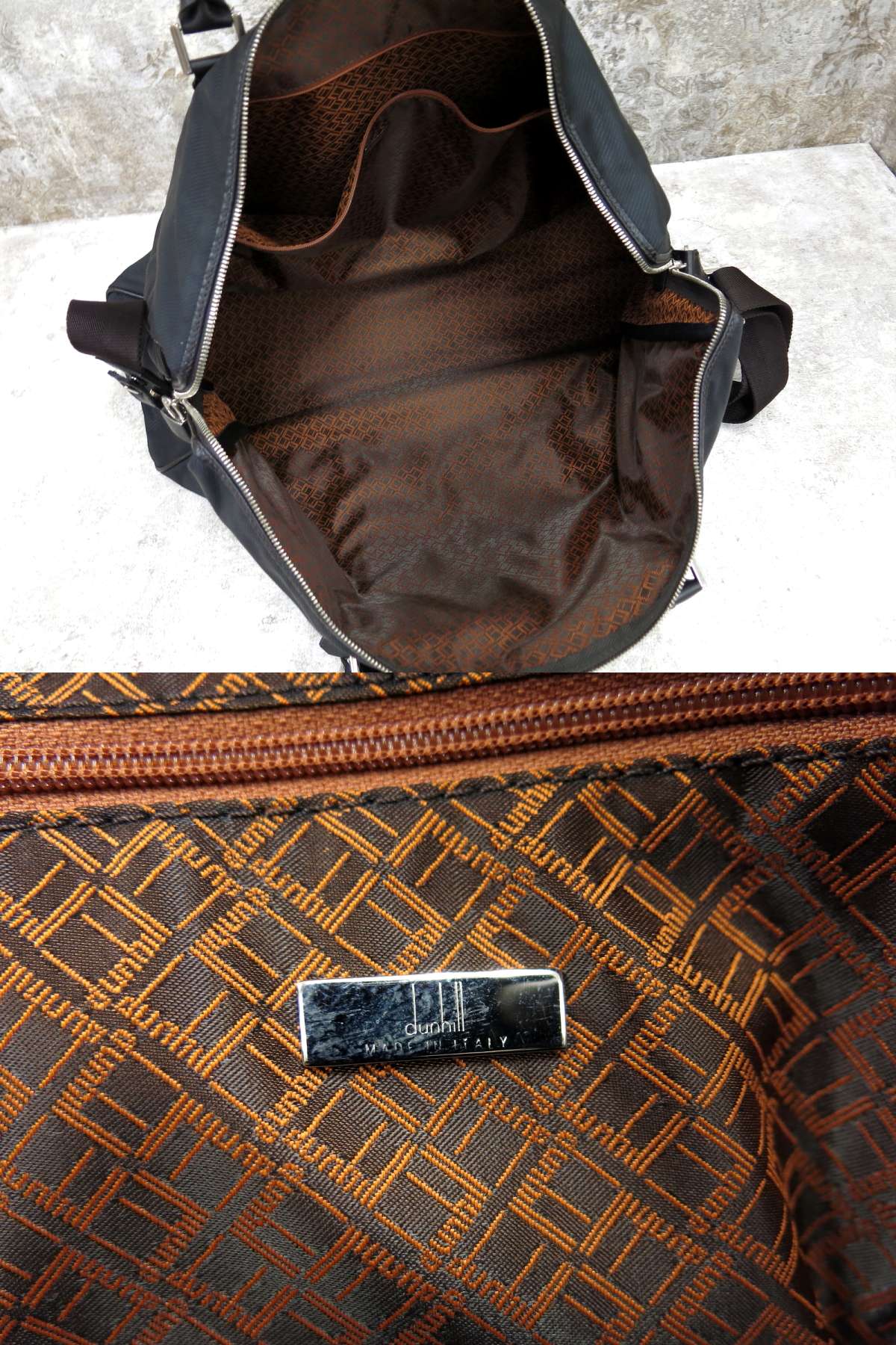 dunhill ダンヒル ボストンバッグ ブラックレザー 水っぽい 本革