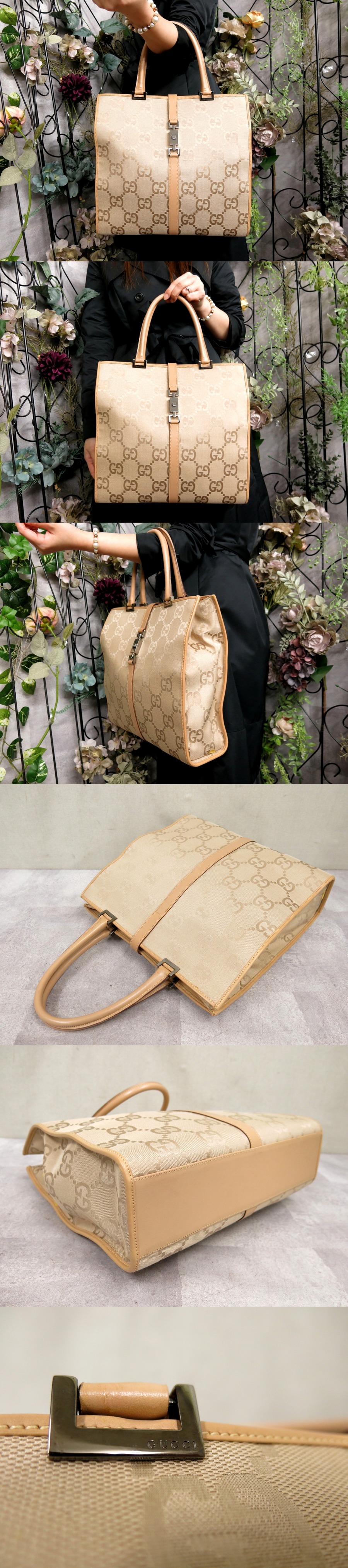 ○超美品○GUCCI グッチ○ジャッキー○ジャンボGGキャンバス カーフ