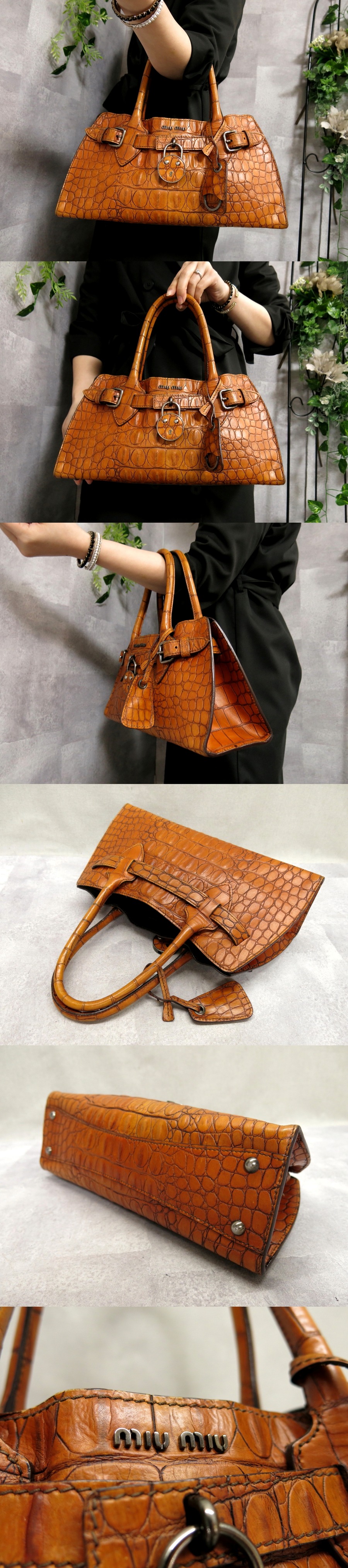 ミュウミュウ 折り財布クロコ型押し レザー y2k アーカイブ 茶 - メルカリ