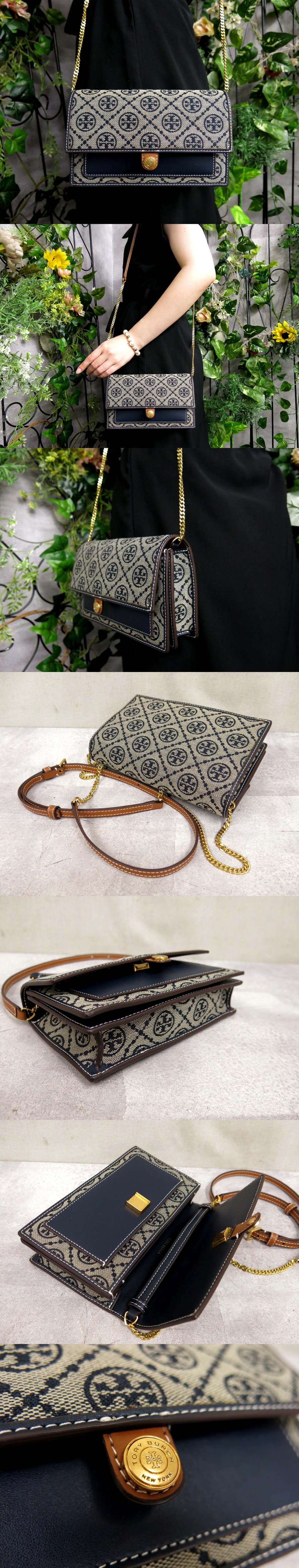 美品 トリーバーチ ショルダーバッグ レザー ブラック ゴールドロゴ 美品 トリーバーチ ショルダーバッグ レザー ブラック ゴールドロゴ