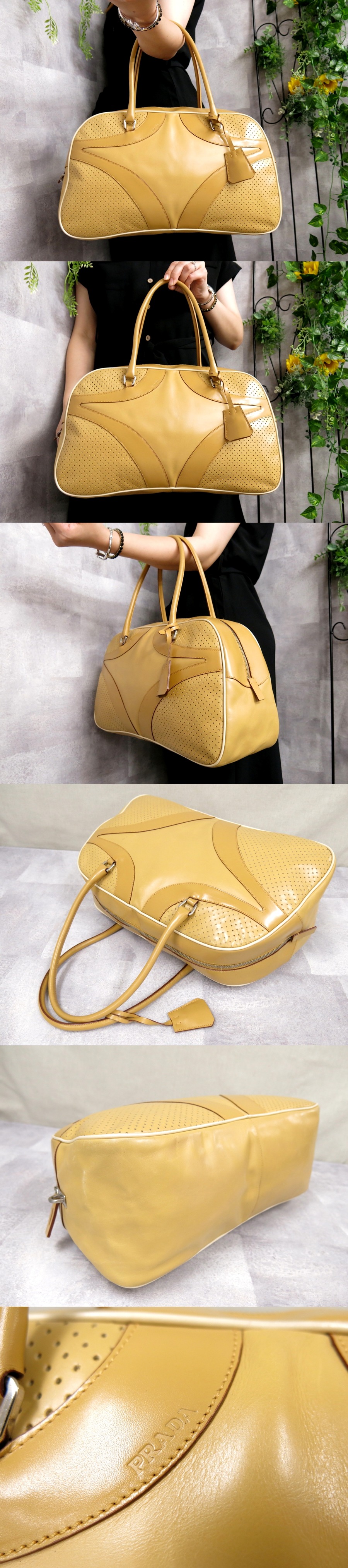 プラダ レザー PRADA ○美品○PRADA 本革 プラダ○パンチング 