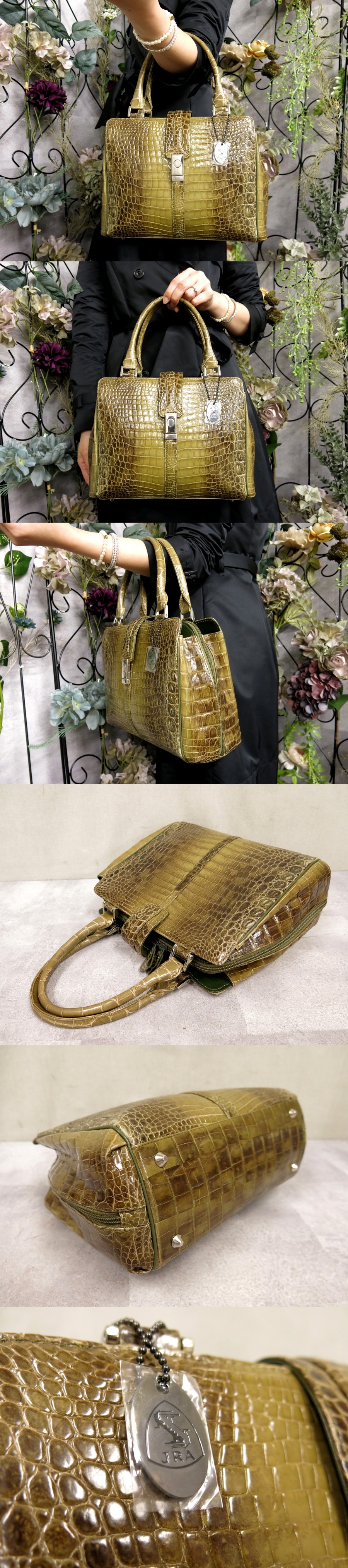 JRA 認定✨ハンドバッグ カイマン シャイニング シャイニー ワニ