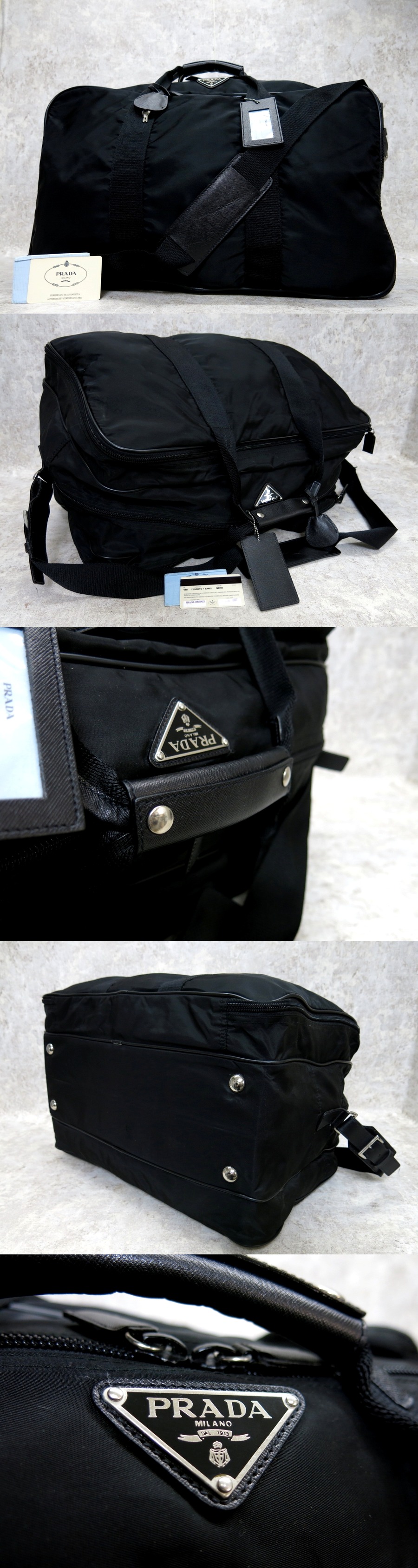□極美品□PRADA プラダ□メンズ□ナイロン サフィアーノ レザー 本革 ...