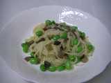 枝豆とお茄子のパスタ