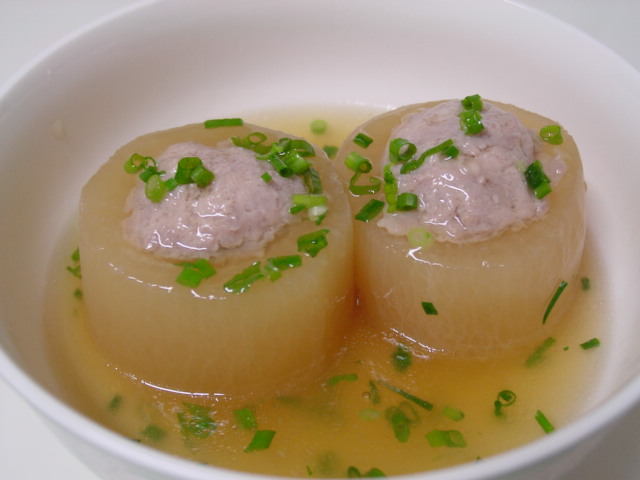 大根の鶏ミンチのっけ