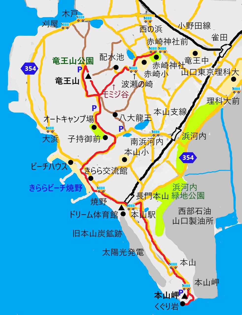 赤嵜神社から竜王山・きららビーチ焼野を経て本山岬へ (前編) : やまやま再発見