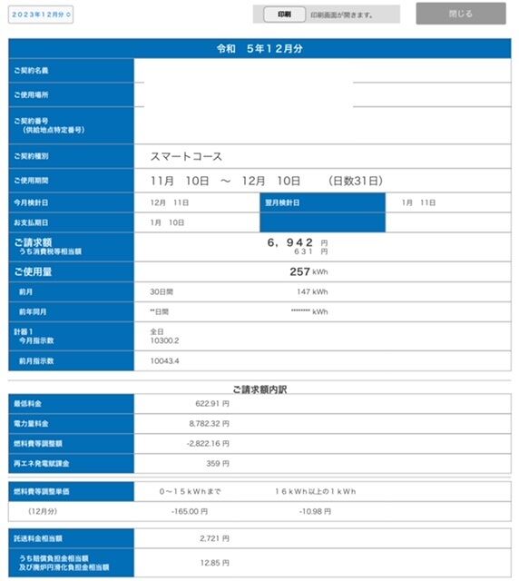 12月10日締め電気代 前年比較 50．1％ : 蒜山ログハウスの庭弄り