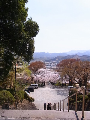 02.鳥居から見下ろす参道と富岡の山並み