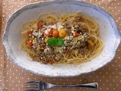 01.お味噌のミートソースパスタ