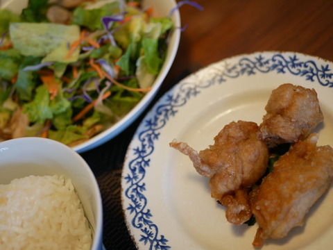 唐揚げ定食とほっこりおしるこ