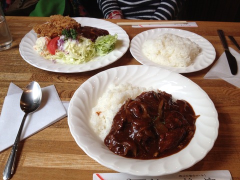 「宝亭」のハヤシライスとヒレカツハンバーグ