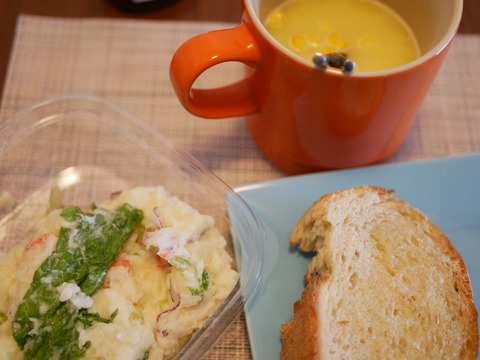 冬曇りの健康診断と手作りパンランチと豚生姜焼き