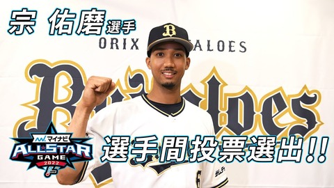 オリックス・宗、ファン投票で選ばれた吉田正尚に続き選手間投票でオールスターゲーム初選出！