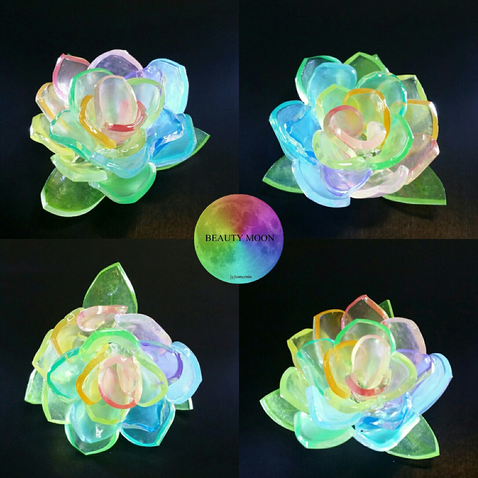 フレームパーツde天国に咲く虹色の花レジン Uvレジンの作品紹介 Beauty Moon