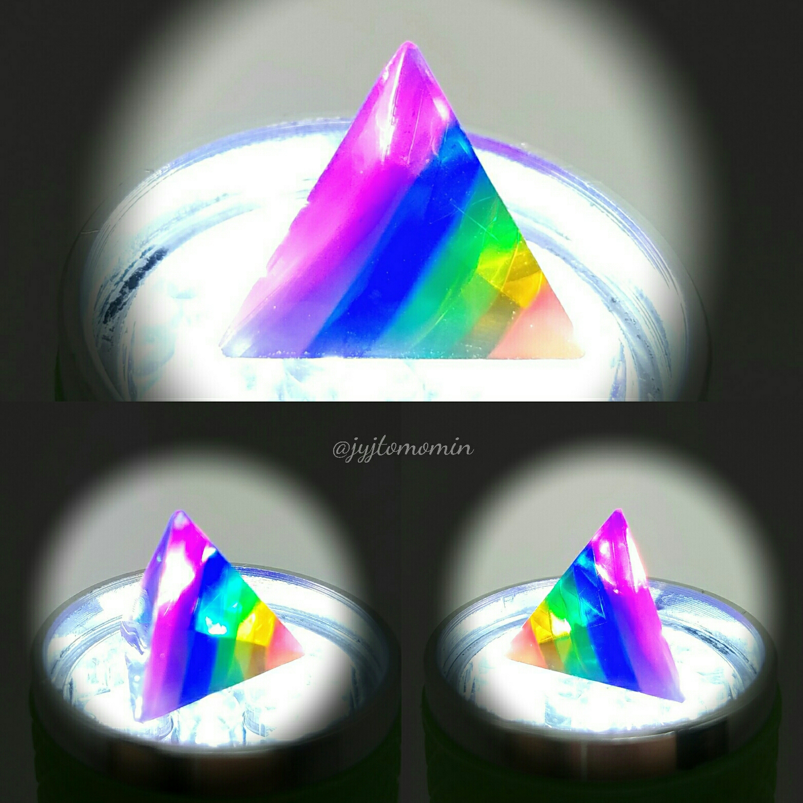 パジコNEWモールドで虹色のピラミッドレジン : UVレジンの作品紹介