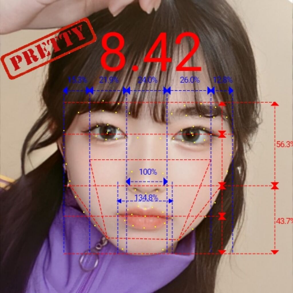 小ネタ 顔の黄金比というやつを図れるアプリをしてみた Hkt48まとめ いもまと いえーいよっぴ見てるー