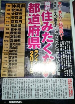 【結果発表】「絶対に住みたくない都道府県ランキング」がコチラｗｗｗｗｗ