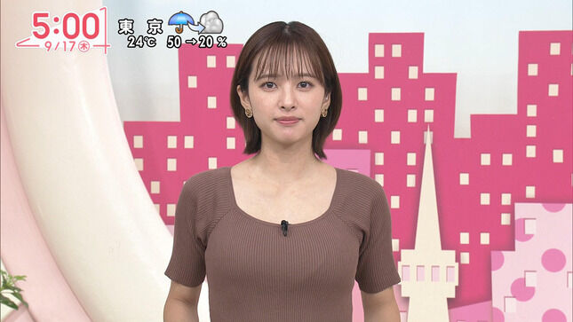 河出奈都美アナ ピタピタ過ぎる衣装の巨乳が揺れてしまう！！【GIF動画あり】