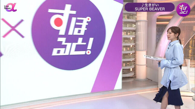 【画像】堤礼実アナ スリットから太ももチラ見え！！
