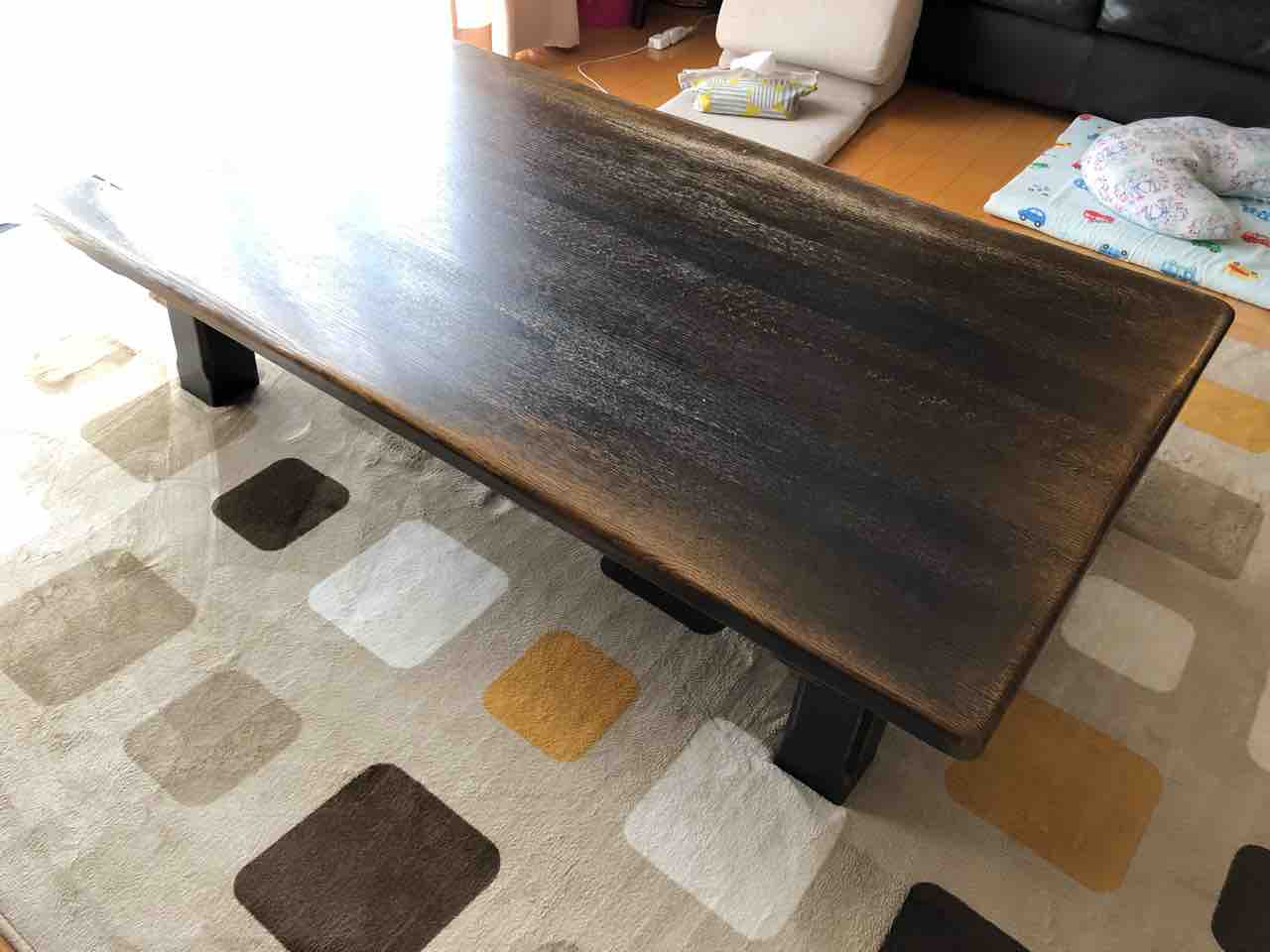 飛騨産業・プロヴィンシャルの座卓を二分割にしたフルオーダーが完成