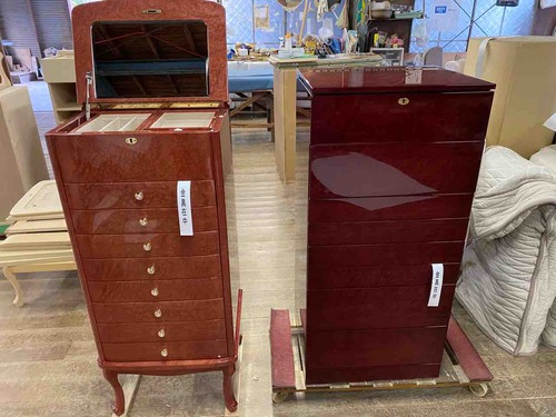 美品 モリカネ バール材 ジュエリーキャビネット 鍵付き ジュエリー