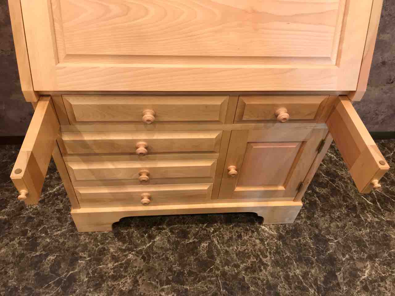 ビューロー ドレッサー 北海道工芸家具 カバ材 ビューロー ドレッサー 北海道工芸家具 カバ材 北海道民芸家具