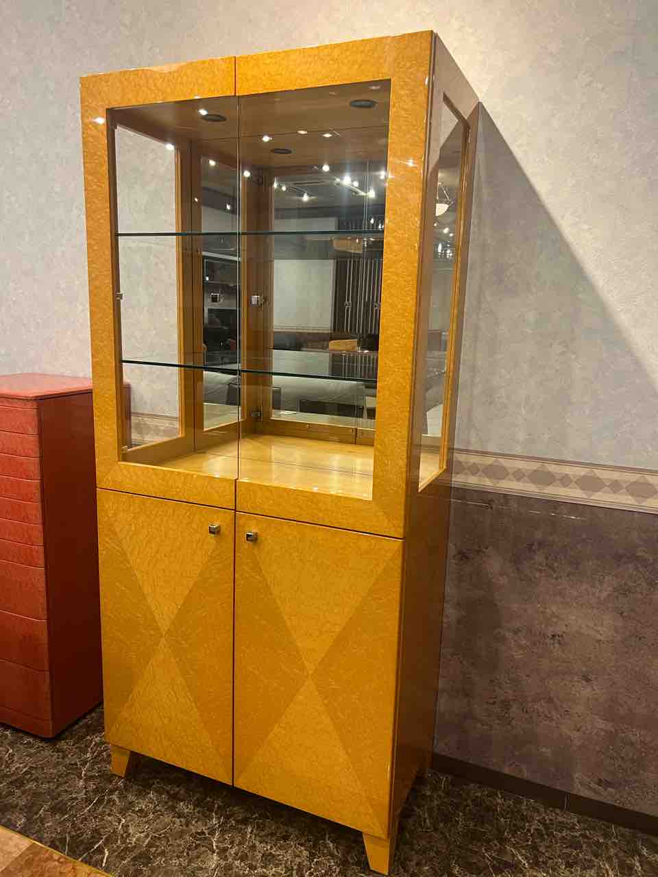 松岡家具 バーズアイメープルキャビネット コレクションケース キュリオケース 松岡家具 バーズアイメープルキャビネット コレクションケース