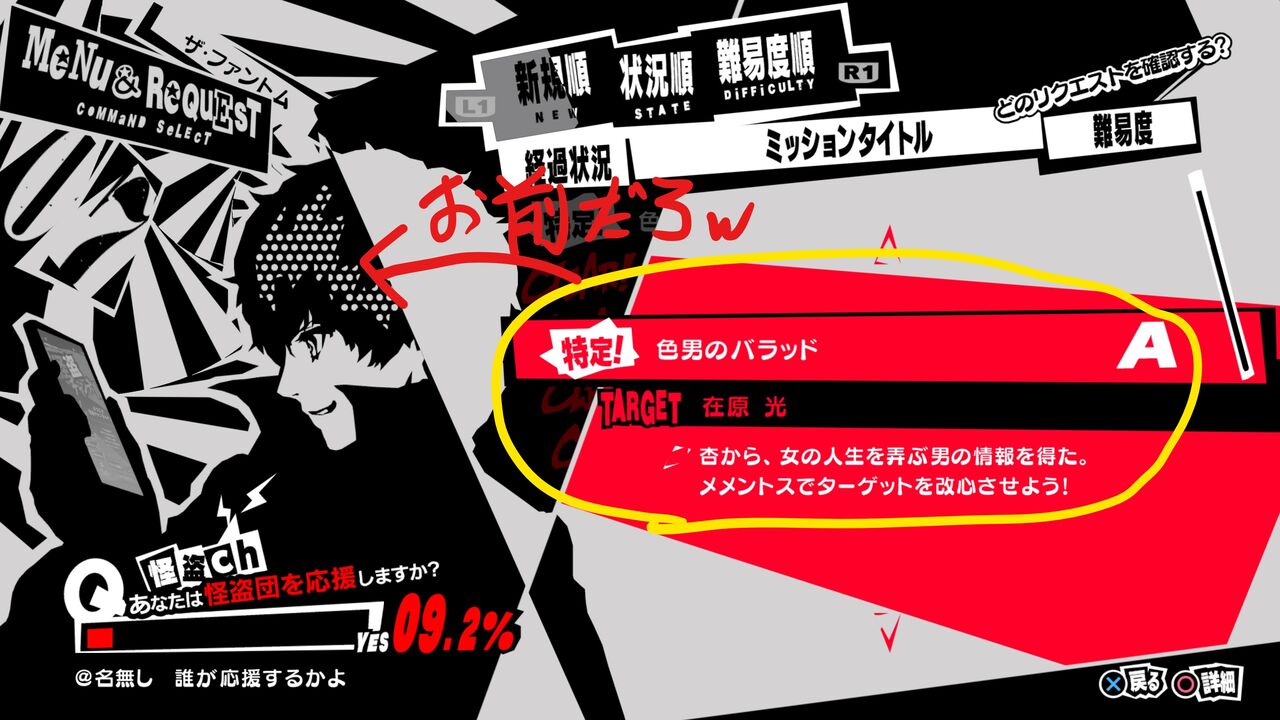 ゆるゲー日記 ペルソナ5ザ ロイヤル 感想 棚上げ屋根ゴミと一途なモルガナあのお方も登場 プレイ日記60