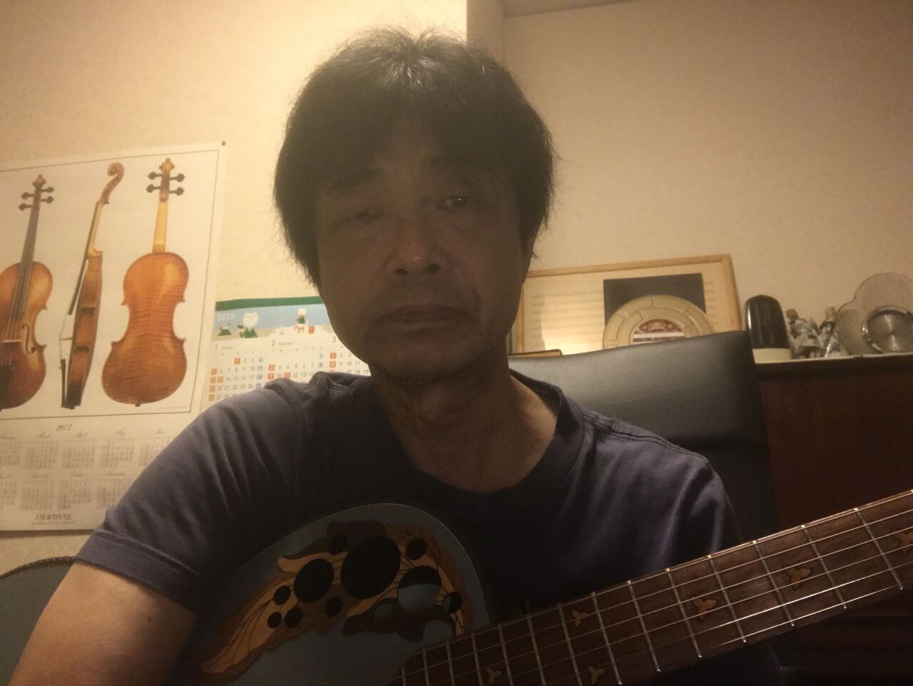 ギターのレコーディング自宅にて 作曲家 太田勝一郎の人待ち日記