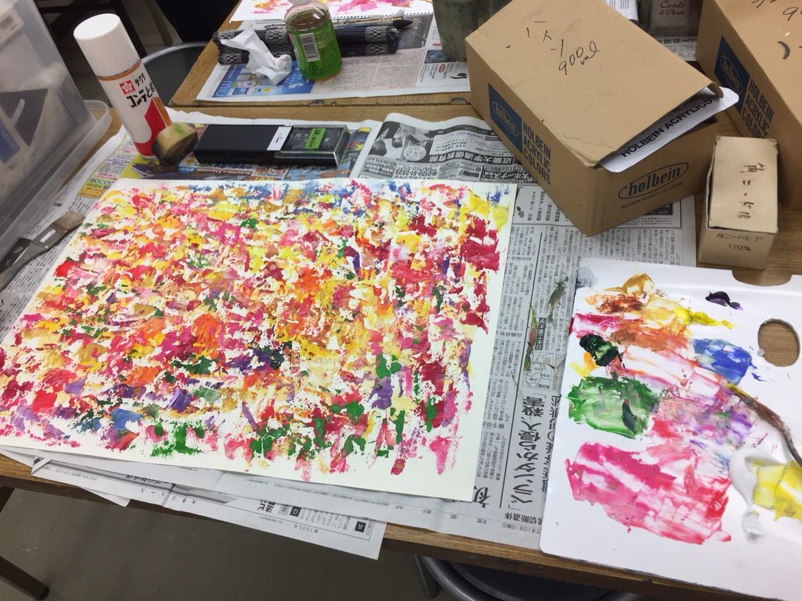 ドリッピングで紅葉を描く授業と荒波に打たれる裸婦のセッティング えかきの思考