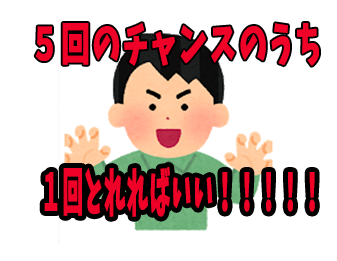 5回のチャンスのうち１回とれればいい！！！！！