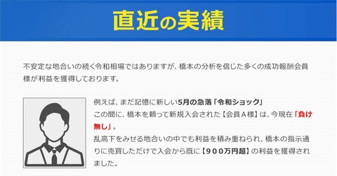 令和の下落相場での利益