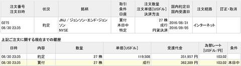 【買い増し】ジョンソン・エンド・ジョンソン（JNJ）を35万1957円分買い増した