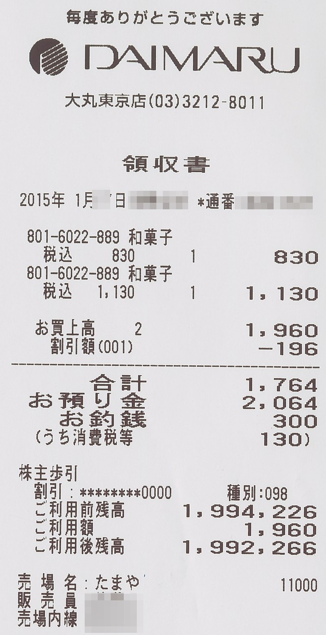 東京土産を優待カードで 株主優待おデブ日記 東京土産を優待カードで 株主優待おデブ日記