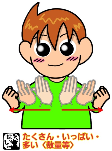 手話単語：192 【たくさん】【いっぱい】【多い〈数量等〉】 : 手話 