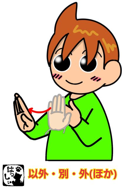 手話単語：127 【以外】【別】【外（ほか）】 : 手話しゅわSHUSHUSHU Powered by ライブドアブログ