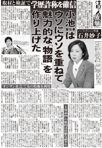 日刊スポーツ　小池百合子「学歴詐称」