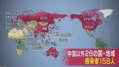 中国以外の26か国で感染