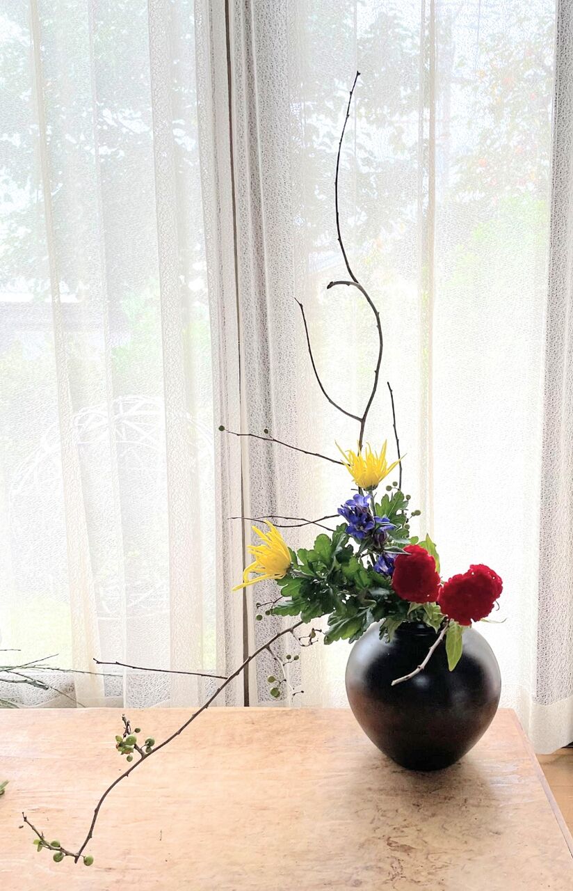 ツルウメモドキの投げ入れ 花月流