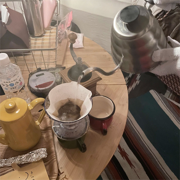 64持参のコーヒーで段を取る