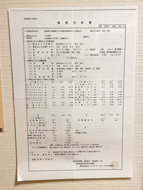 10温泉分析書