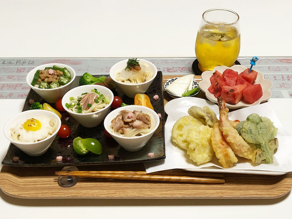 01津村製麺所の生ひやむぎ天ぷら定食