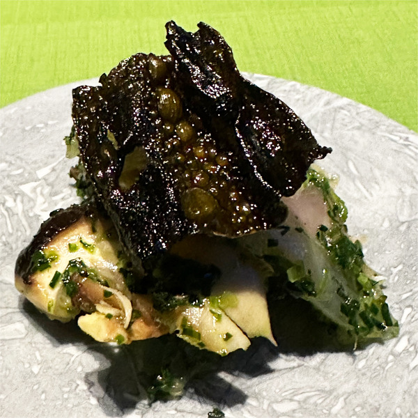 05真鯛の昆布締めと原木椎茸のニラ和え