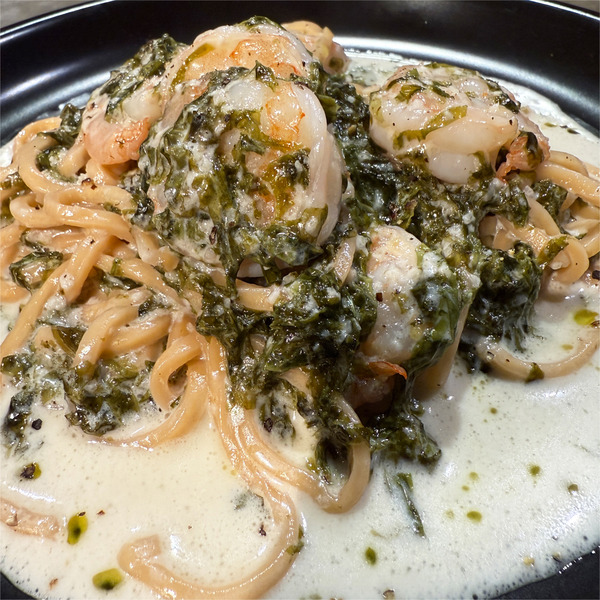 03海老と海苔のクリームパスタ(1540円)・タリオリーニ(110円)