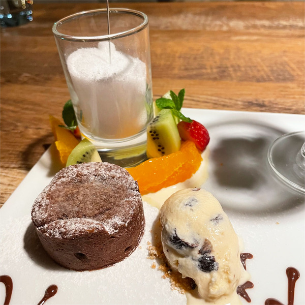 26フォンダンショコラとバナナのアイスクリーム