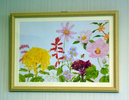 熊田千佳慕　額縁　ハチと花 熊田千佳慕 額縁入り絵画 ハチと花