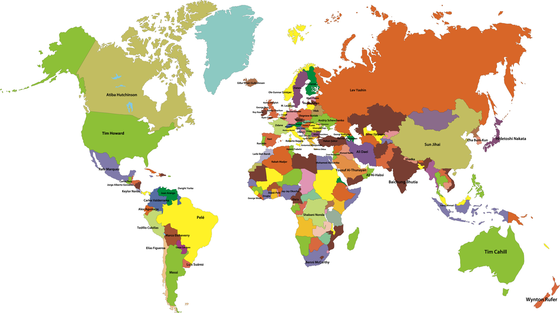 各国の史上最高のサッカー選手を表記した世界地図 海外の反応 ワールドサッカーファン 海外の反応