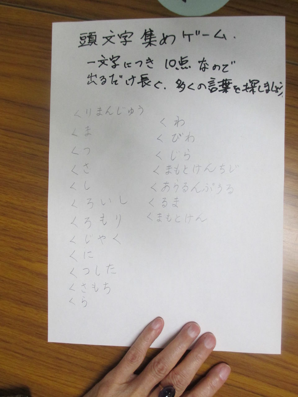 頭文字集めｹﾞｰﾑ 缶落としｹﾞｰﾑ デイサービス あすかの湯 ブログ